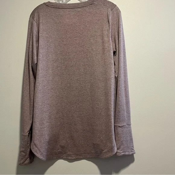 Athleta Uptempo Elevate Top Heathered Mauve Long Sleeve Performance Tee - Picture 8 of 10